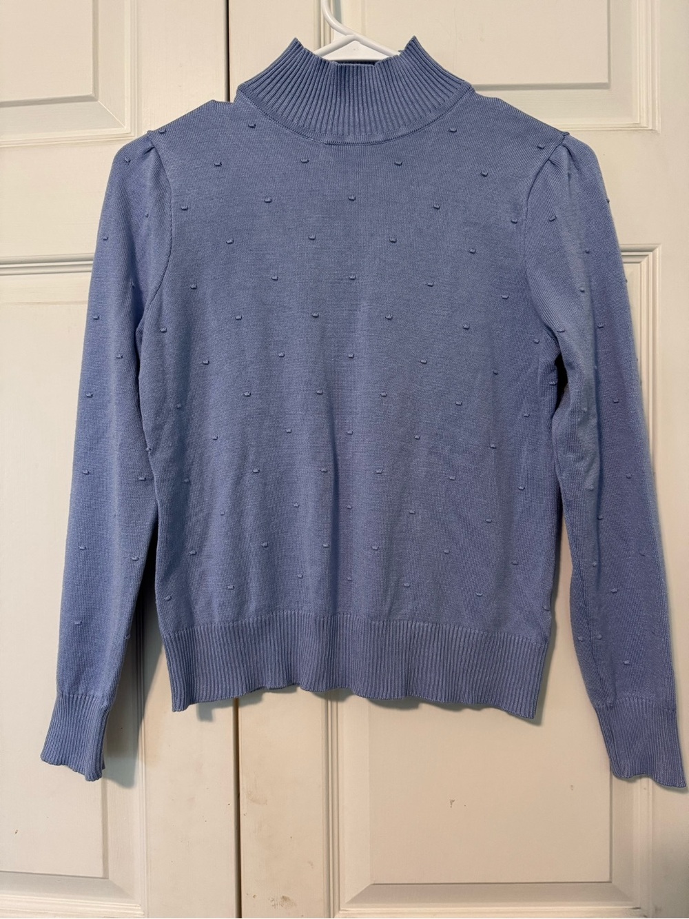 Women’s Light Blue Mock Neck Sweater PS by retrology